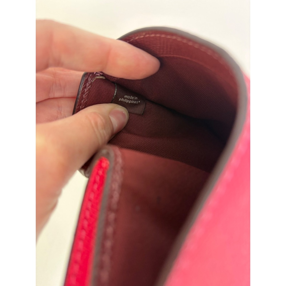 Coach #F11484 M Corner Zip Wallet Coral Crossgrain Leather Bifold Gold Logo - Picture 12 of 14